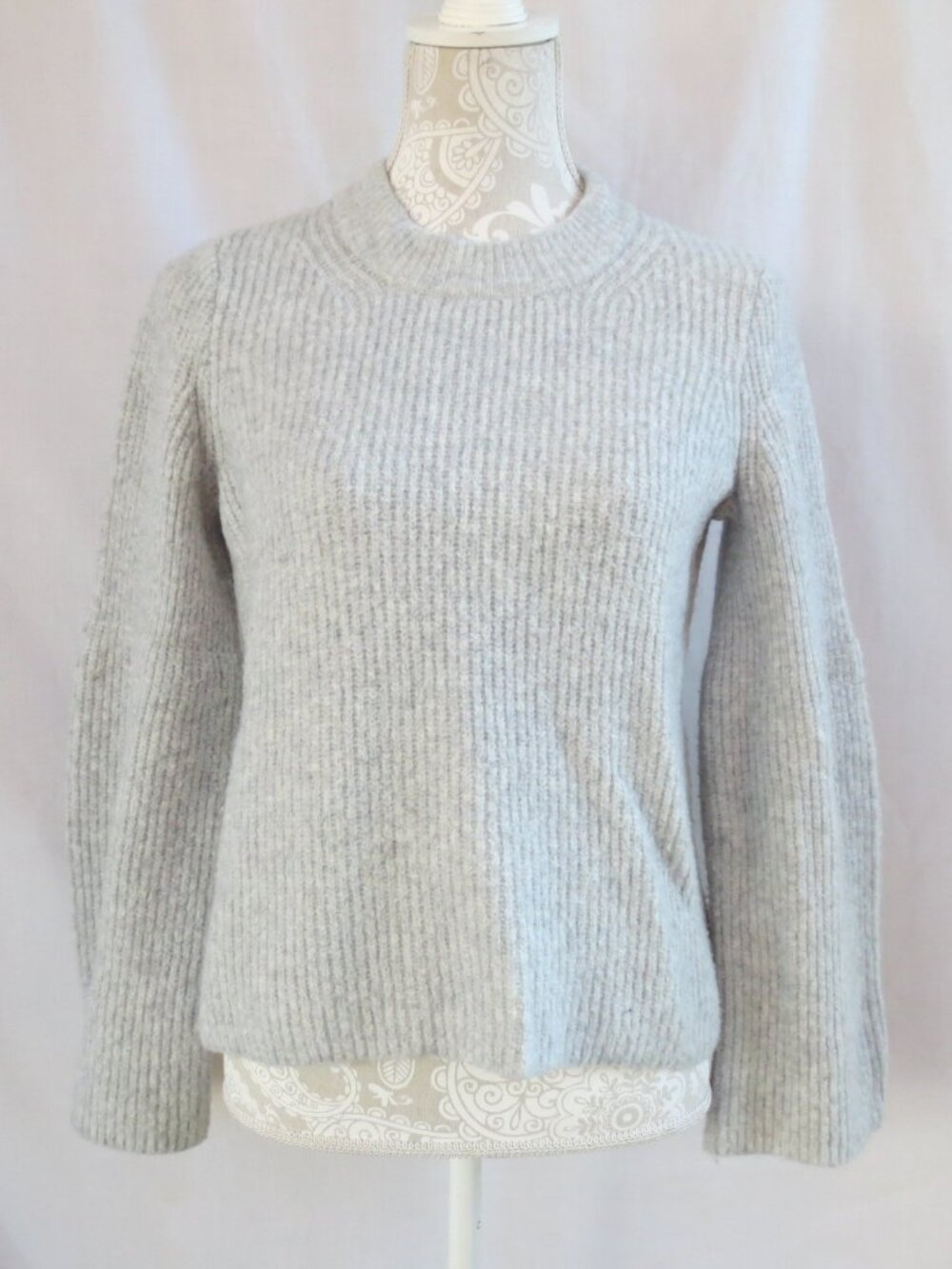 Madewell Sweater Dove Gray Merino Wool Blend Bell Sleeve Pull On Knit Size S